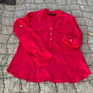 Women's Pink Button-Up Blouse
